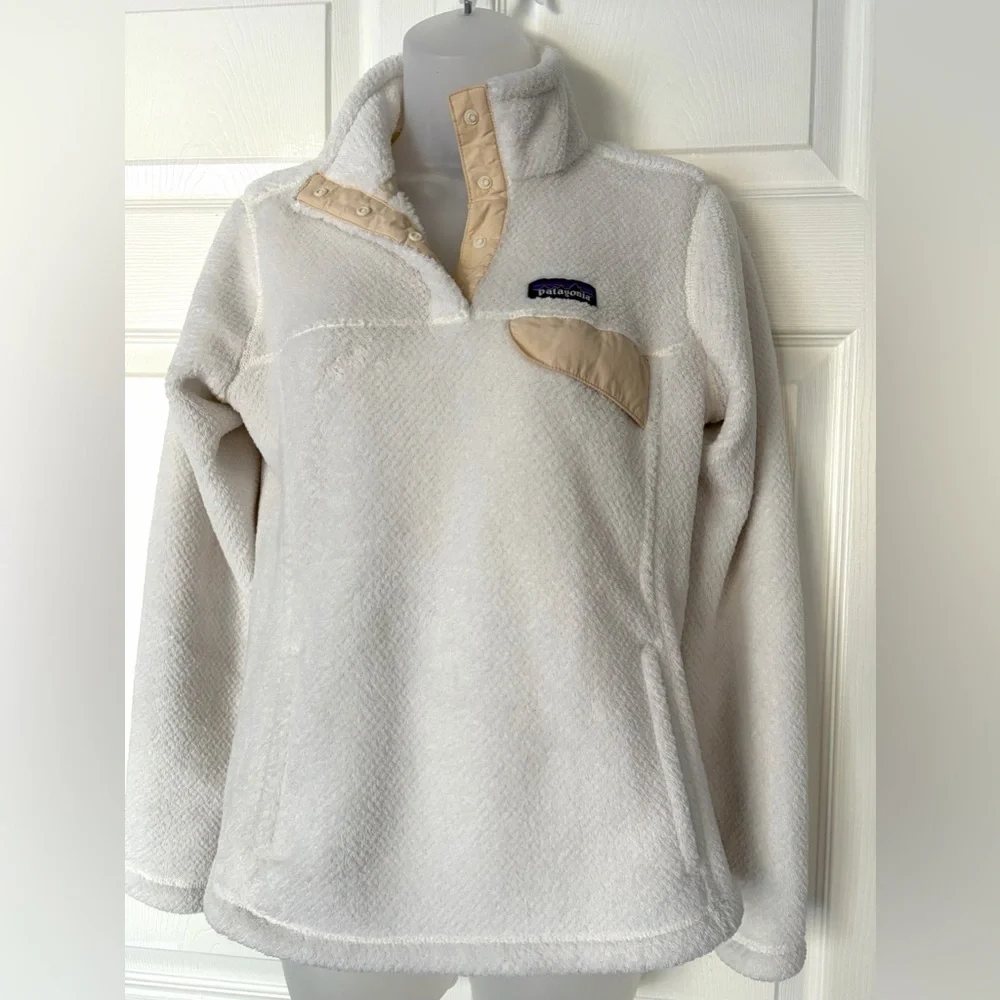 Patagonia Sweater Fleece Women’s Re-Tool Snap-T Pullover size Small Ivory - Picture 3 of 13
